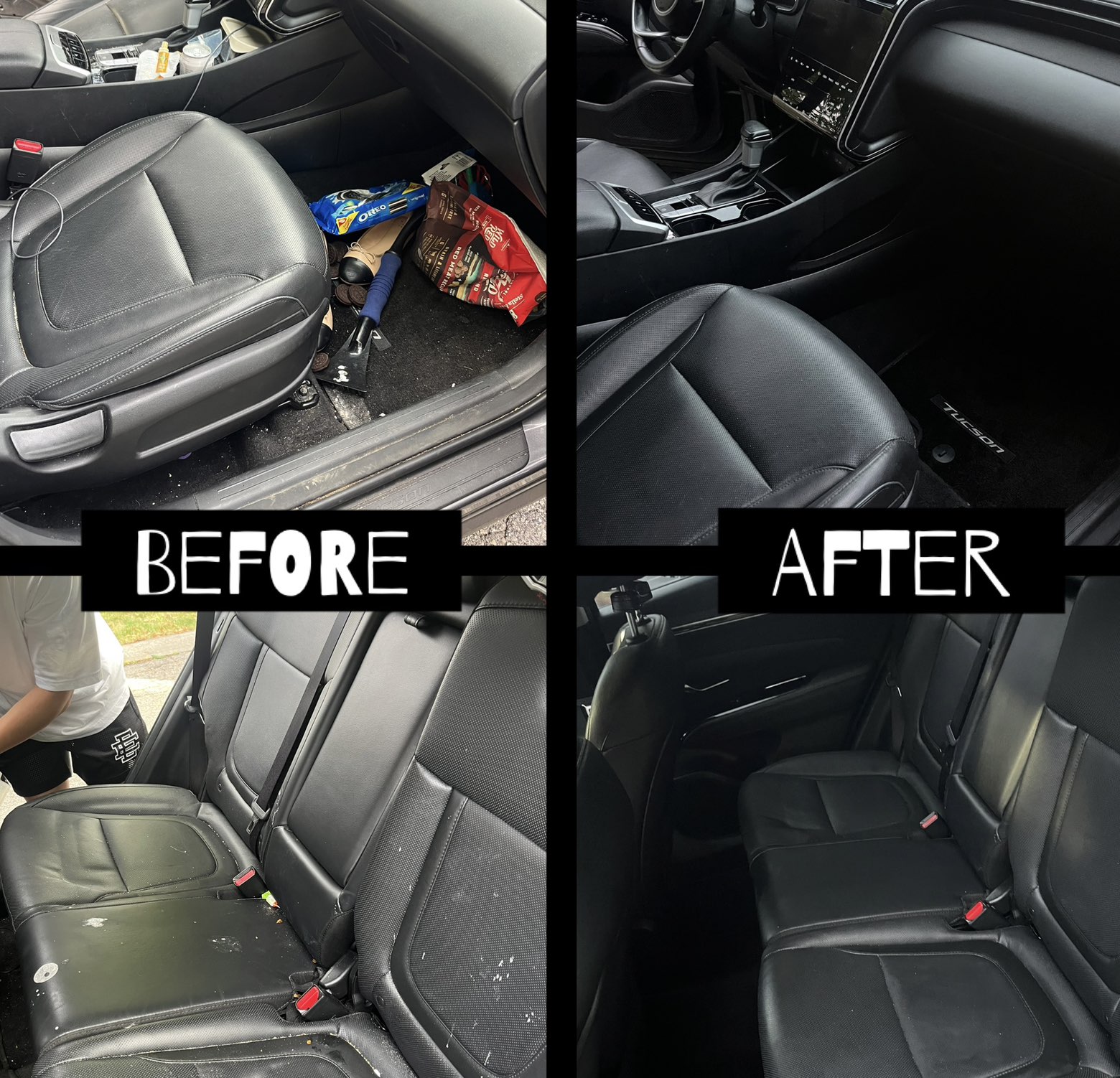 Before and after interior detail